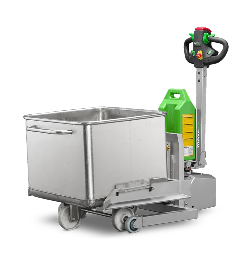 MOVEXX electric tug coupled to a waste euro-bin
