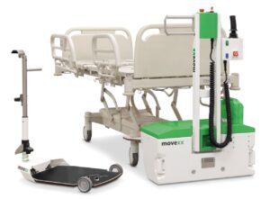 MOVEXX TT0450-M-BM bed mover moving a hospital bed on skates, view C